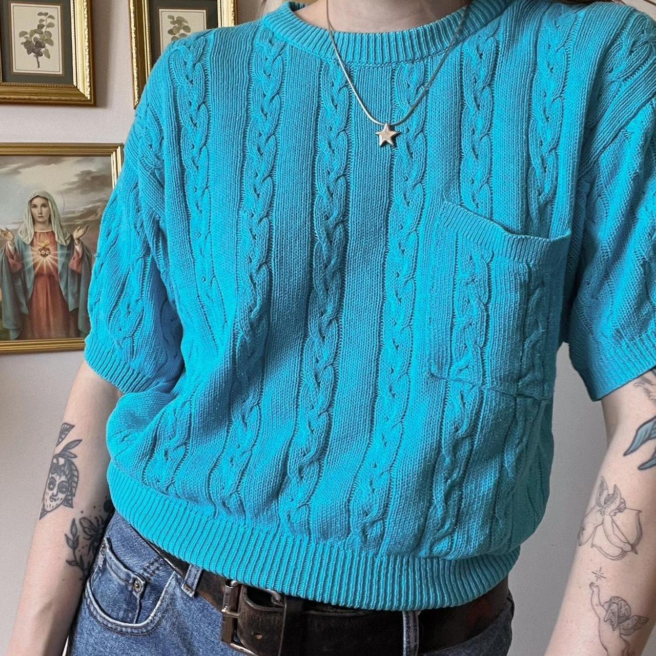 Ocean blue cable knit (M)