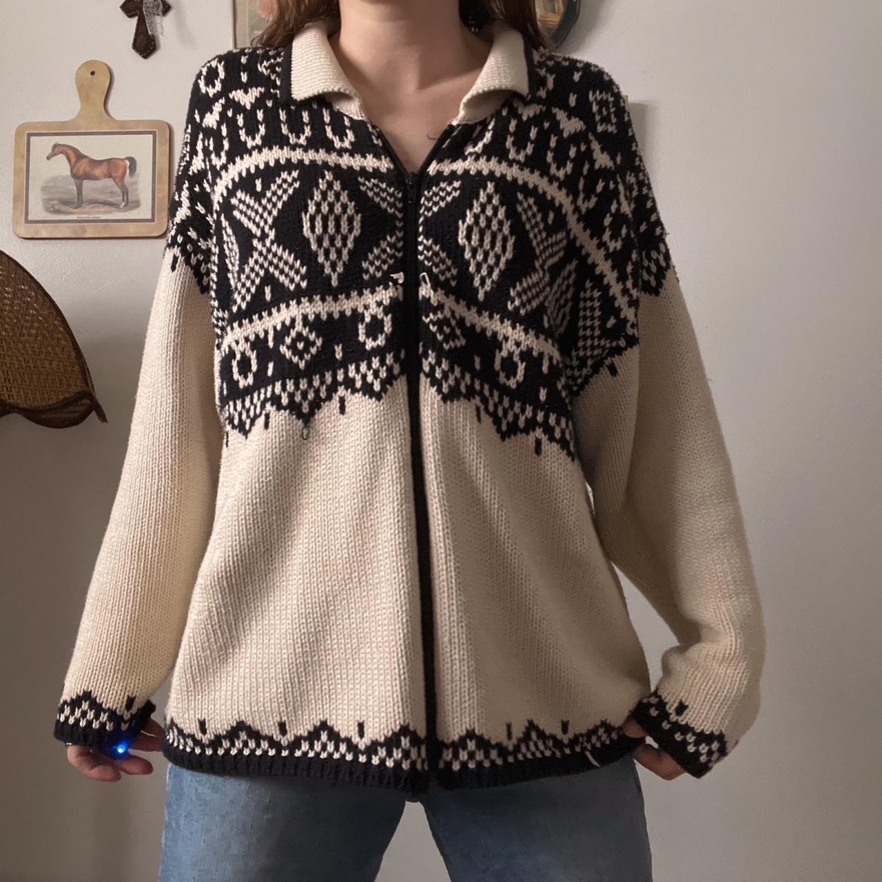 Vintage slouch cream knit cardigan (L)