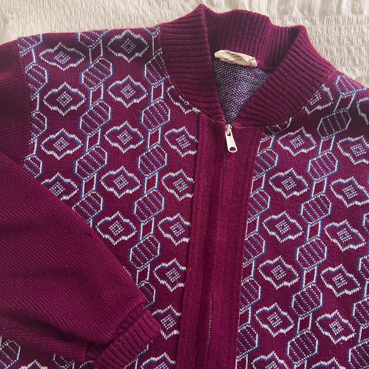 Burgundy patterned grandpacore cardigan (L)