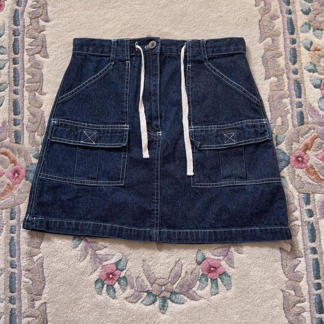 Cargo denim mini skirt (S)