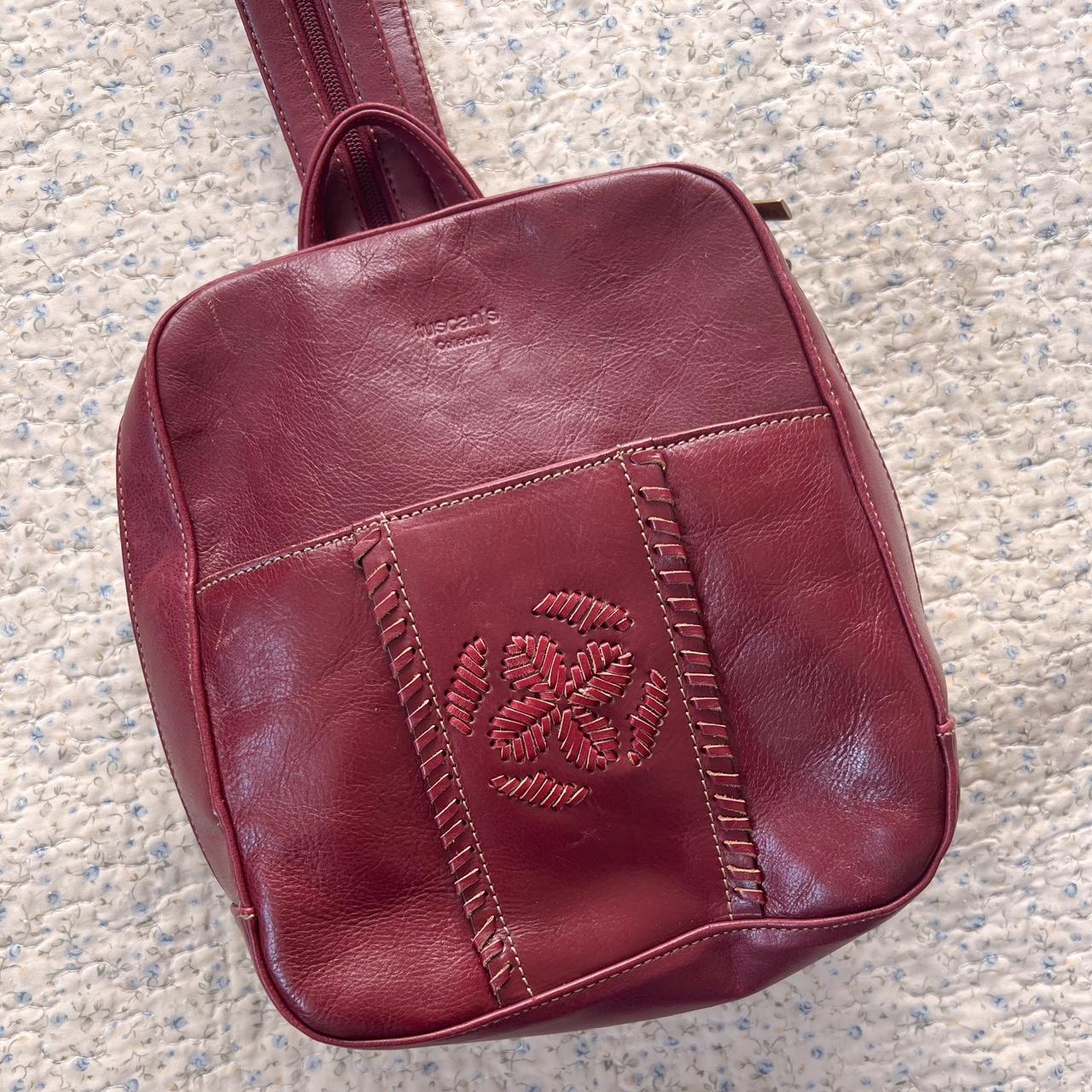 Red leather sling bag