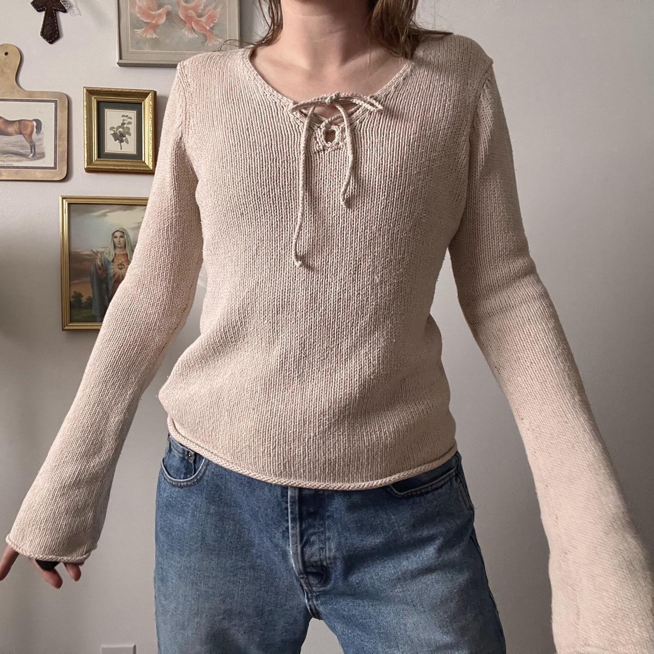 Cream y2k knit sweater (M)