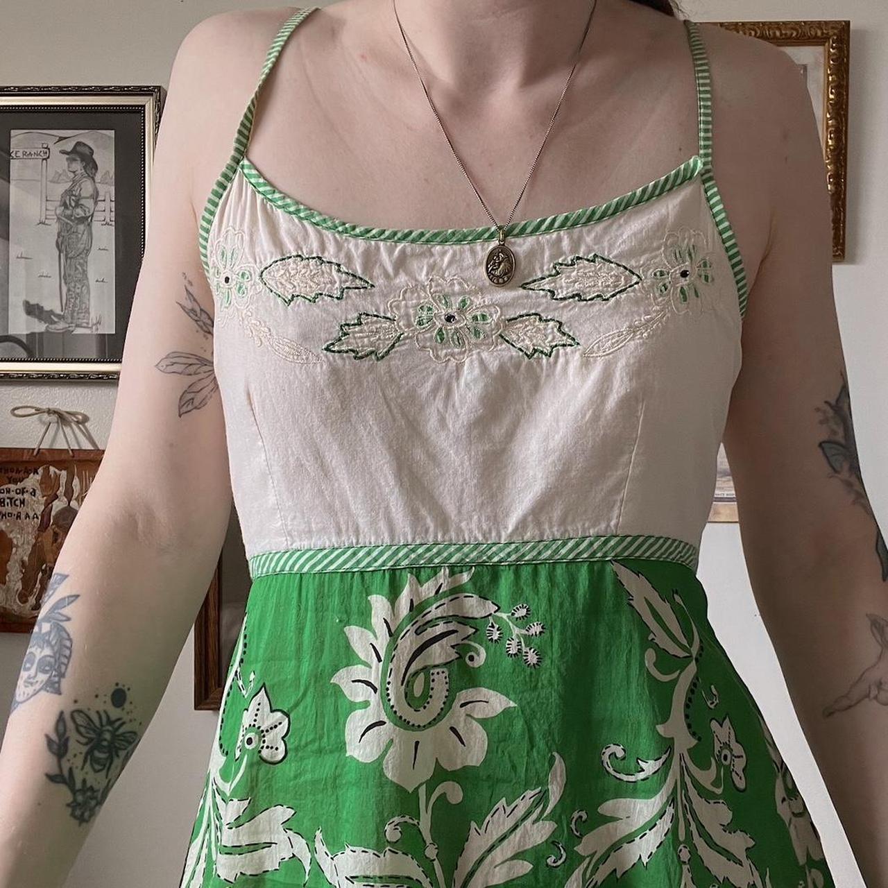 Spring green floral dress (S)