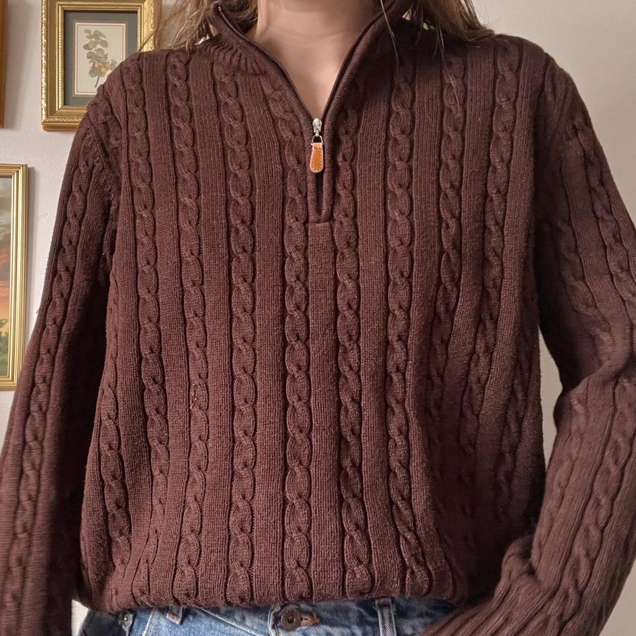 Brown cable knit sweater (M)