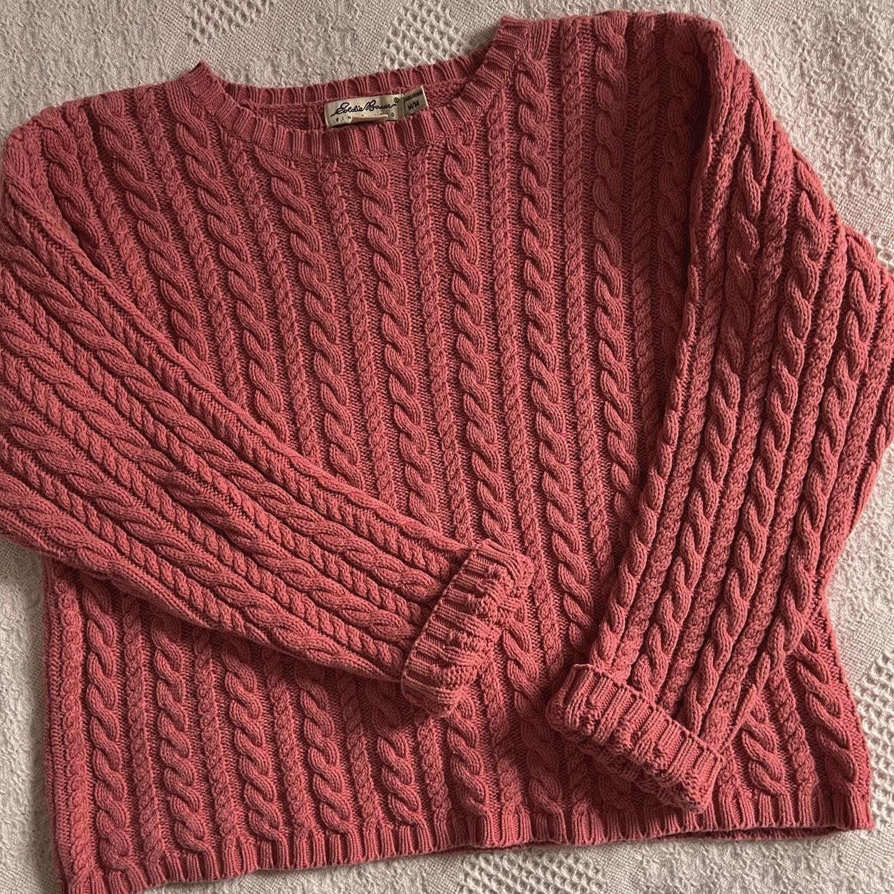 Salmon pink cable knit (M)