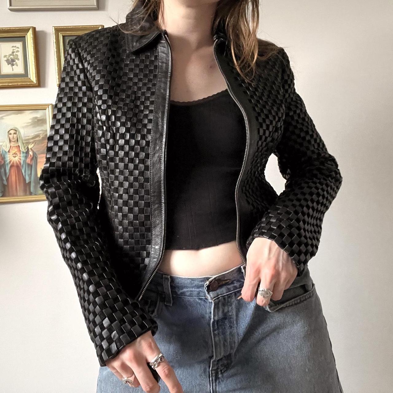 Checkered leather jacket (XS/S)