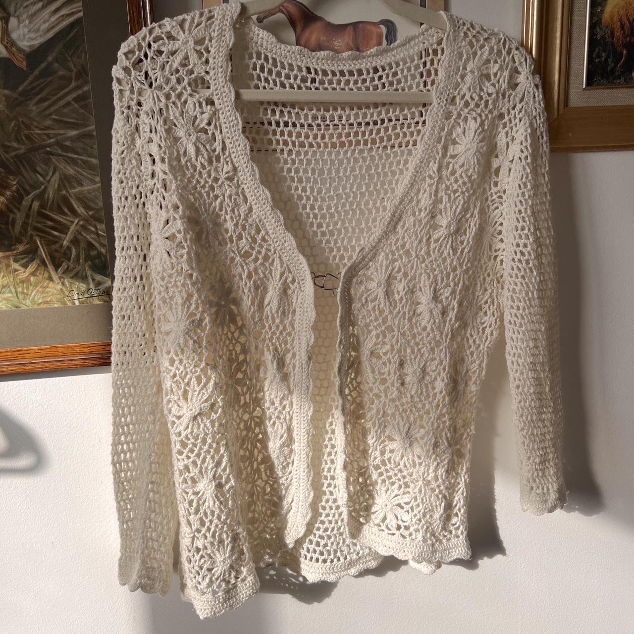 Crochet floral knit cardigan (S)