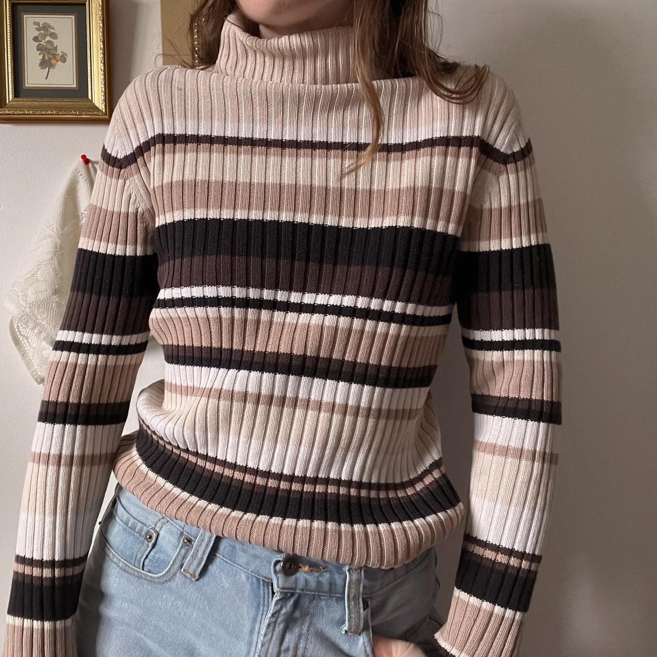 Mocha striped knit jumper (S)