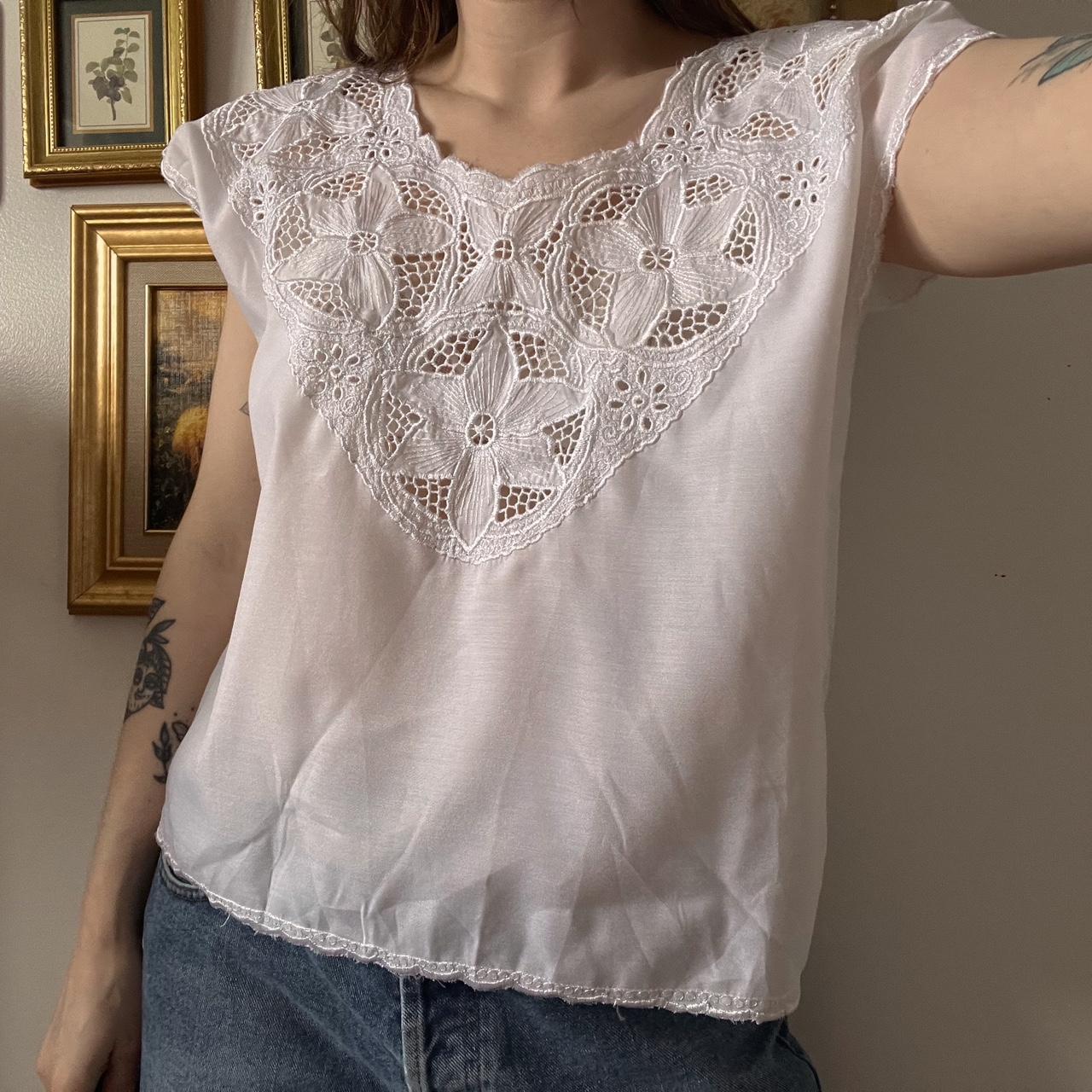 Vintage flora crochet top (L)