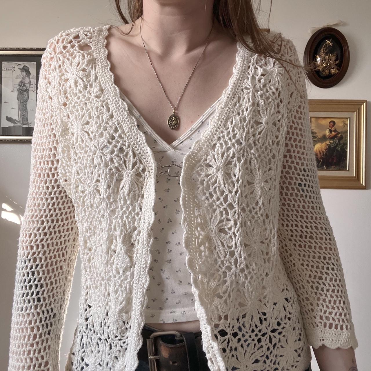 Crochet floral knit cardigan (S)