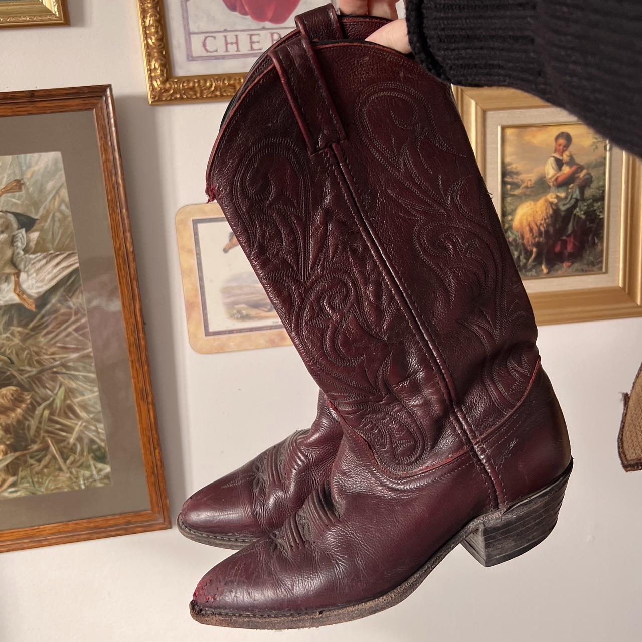 Burgundy leather cowboy boots (8)