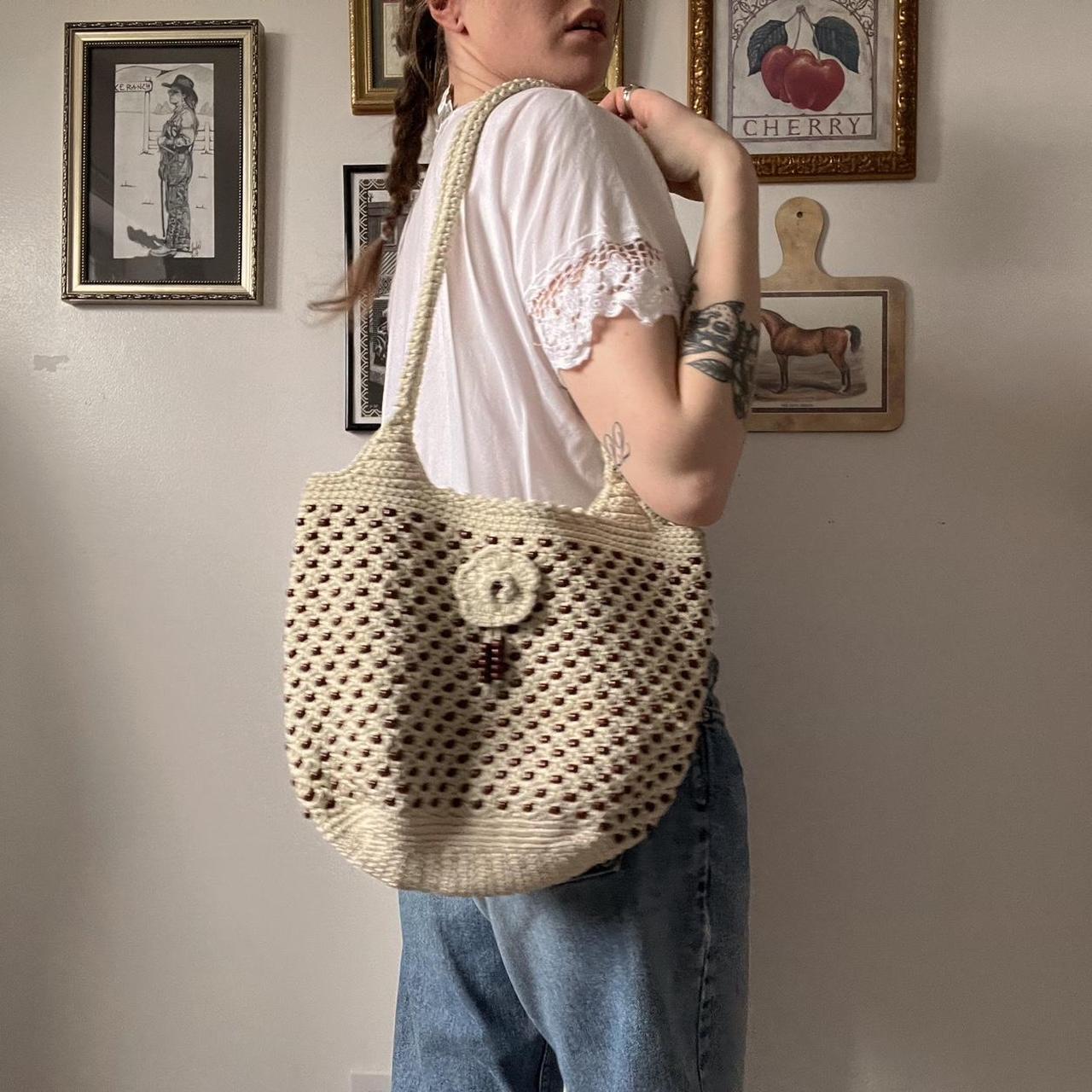 Cream woven tote bag