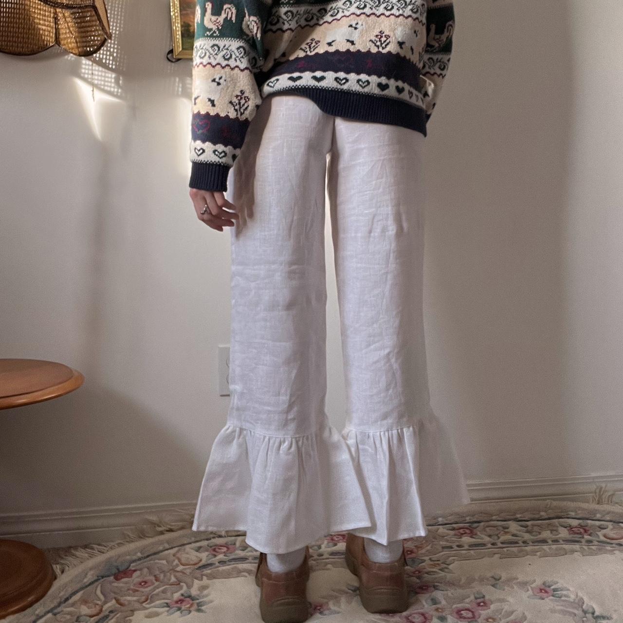 White linen bloomer pants (S)