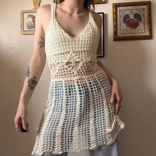 Vintage crochet mini dress (M)