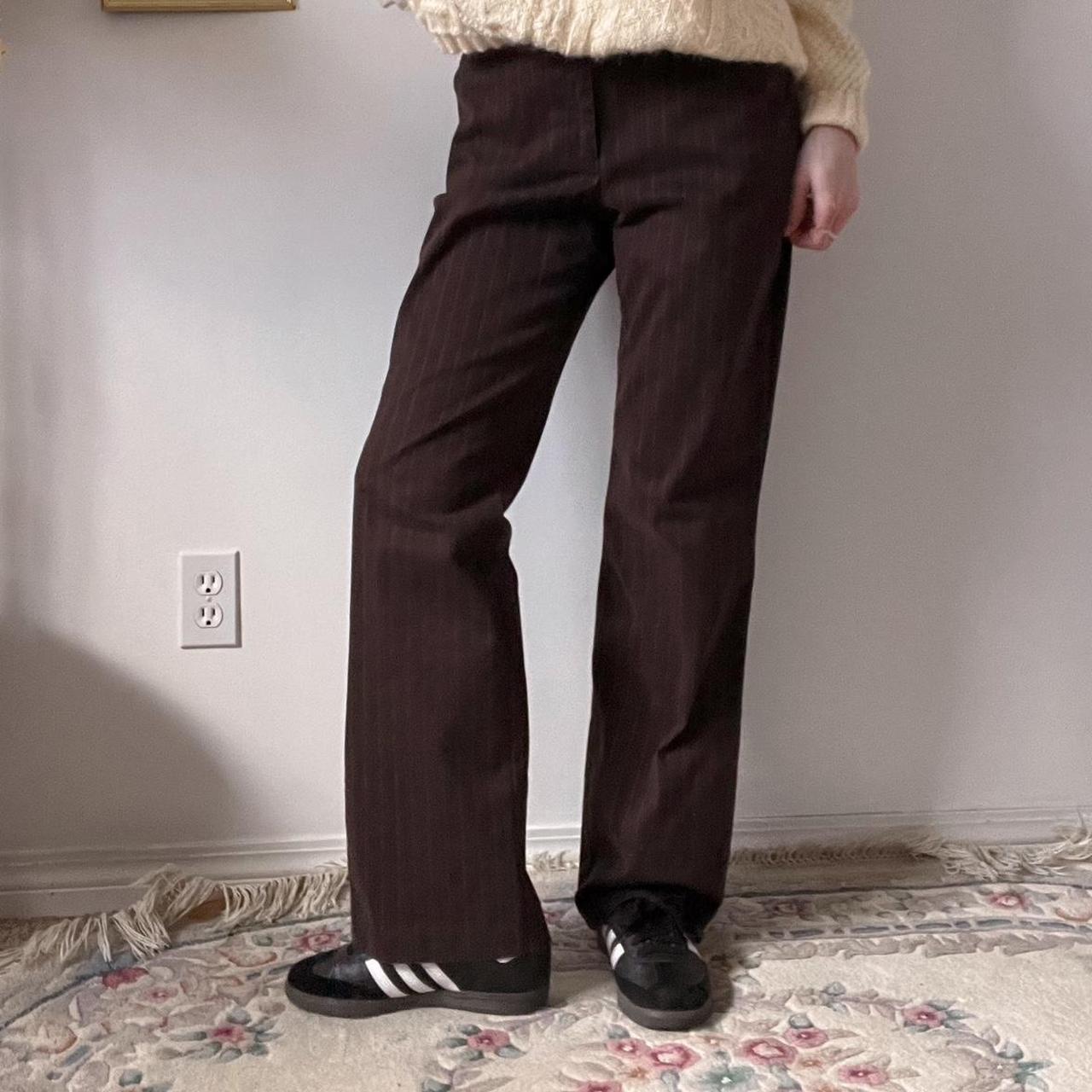 Brown pinstripe flare trousers (30')