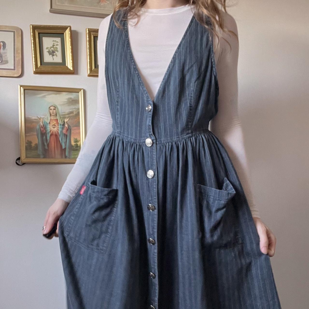 90's cottagecore denim maxi dress (M/L)