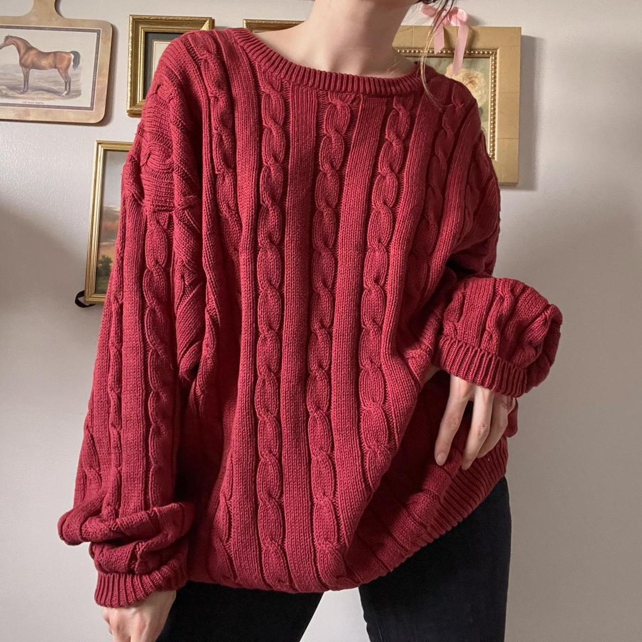 Dark red cable knit sweater (XL)