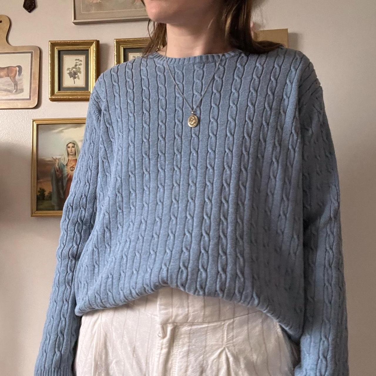 Blue cable knit sweater (M)