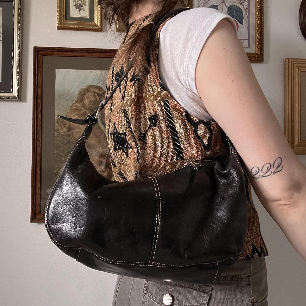 Black leather saddle bag