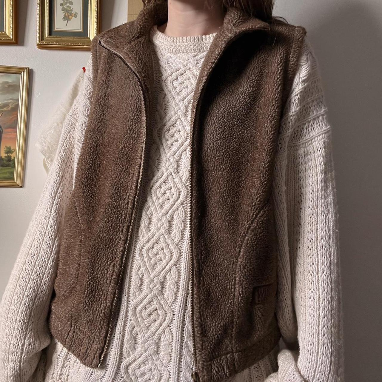 Vintage brown fleece vest (M)