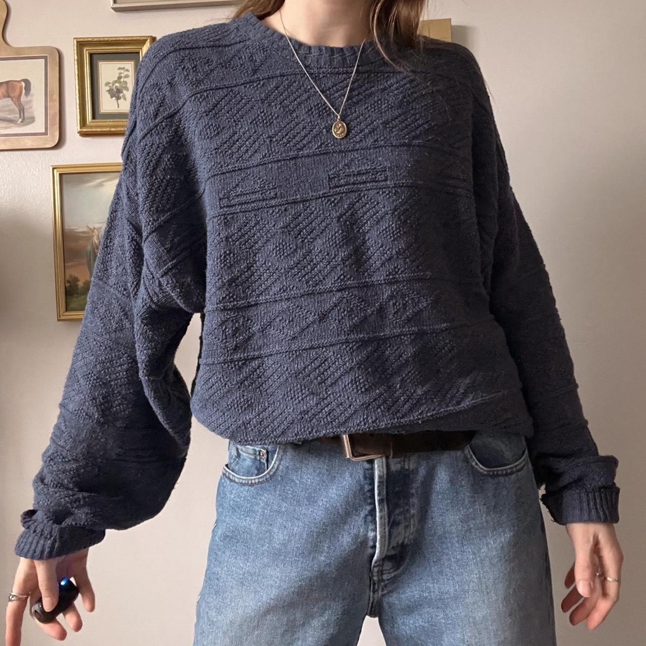 90's navy textured knit sweater (XL)