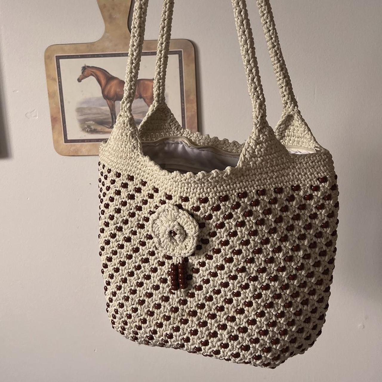 Cream woven tote bag