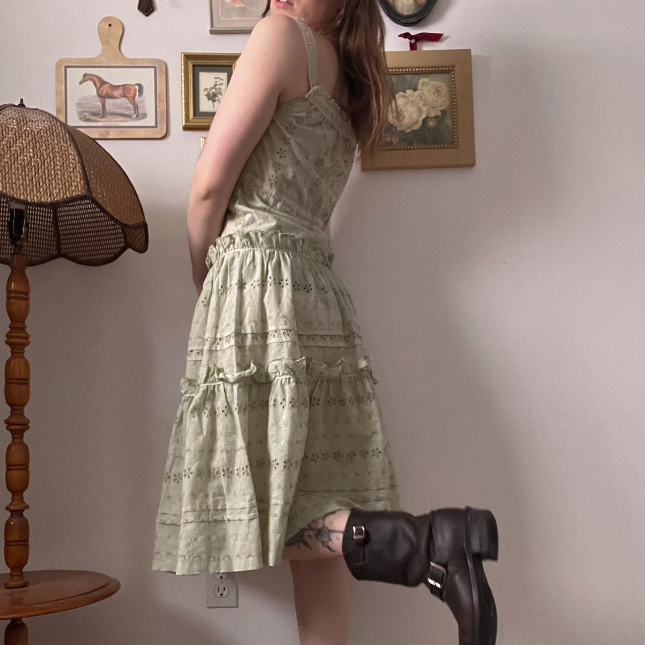 Sage eyelet vintage dress (S)