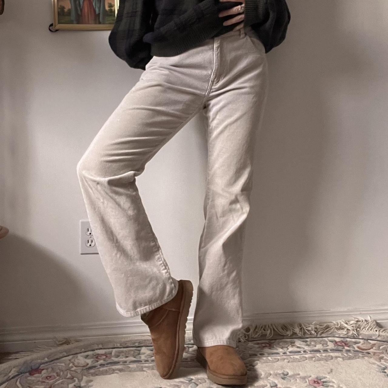 Cream corduroy flare pants (M)