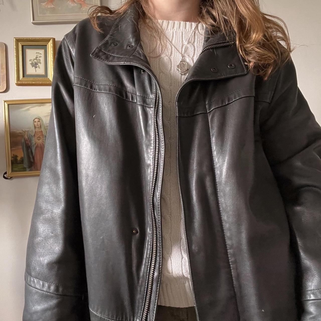 90s vintage grunge leather jacket (L)