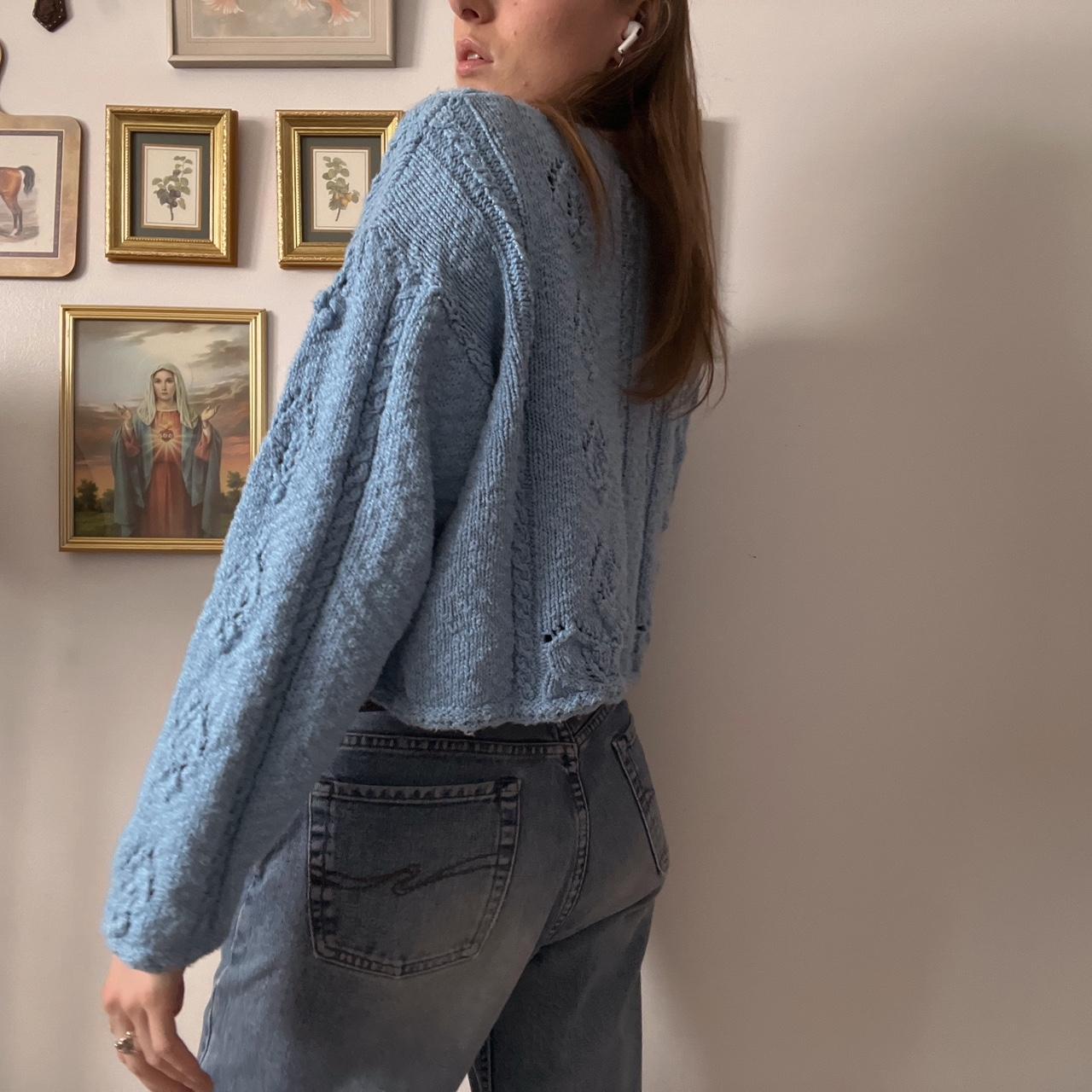 Cloud blue chunky knit cardigan (M)