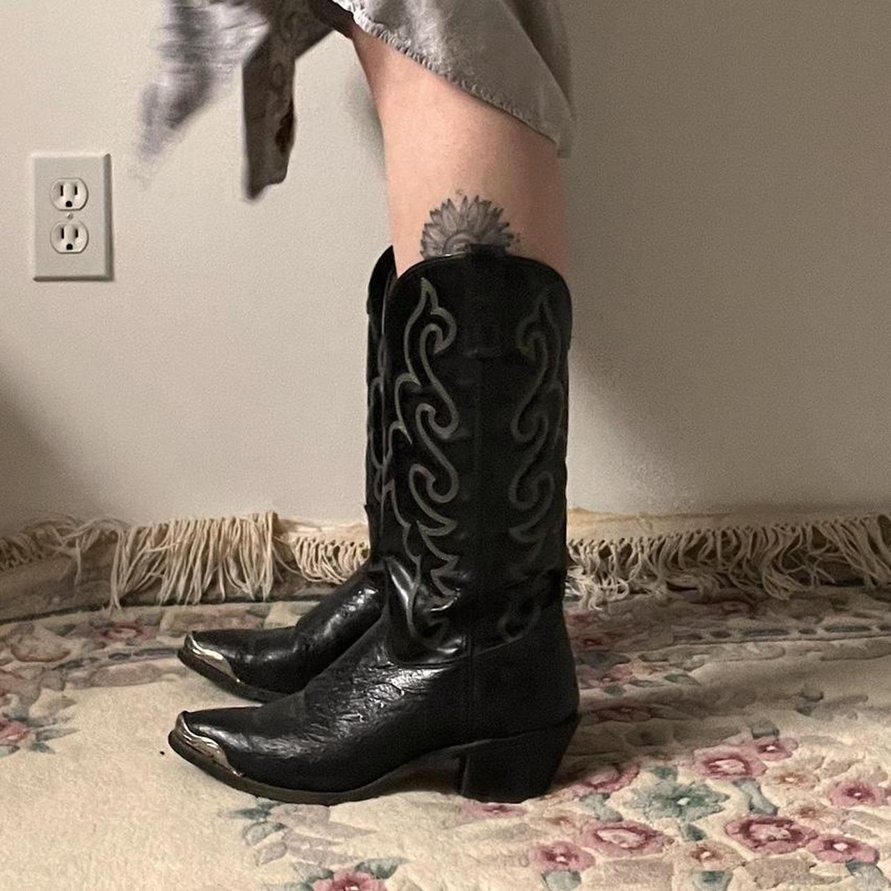 Black leather cowboy boots (8)