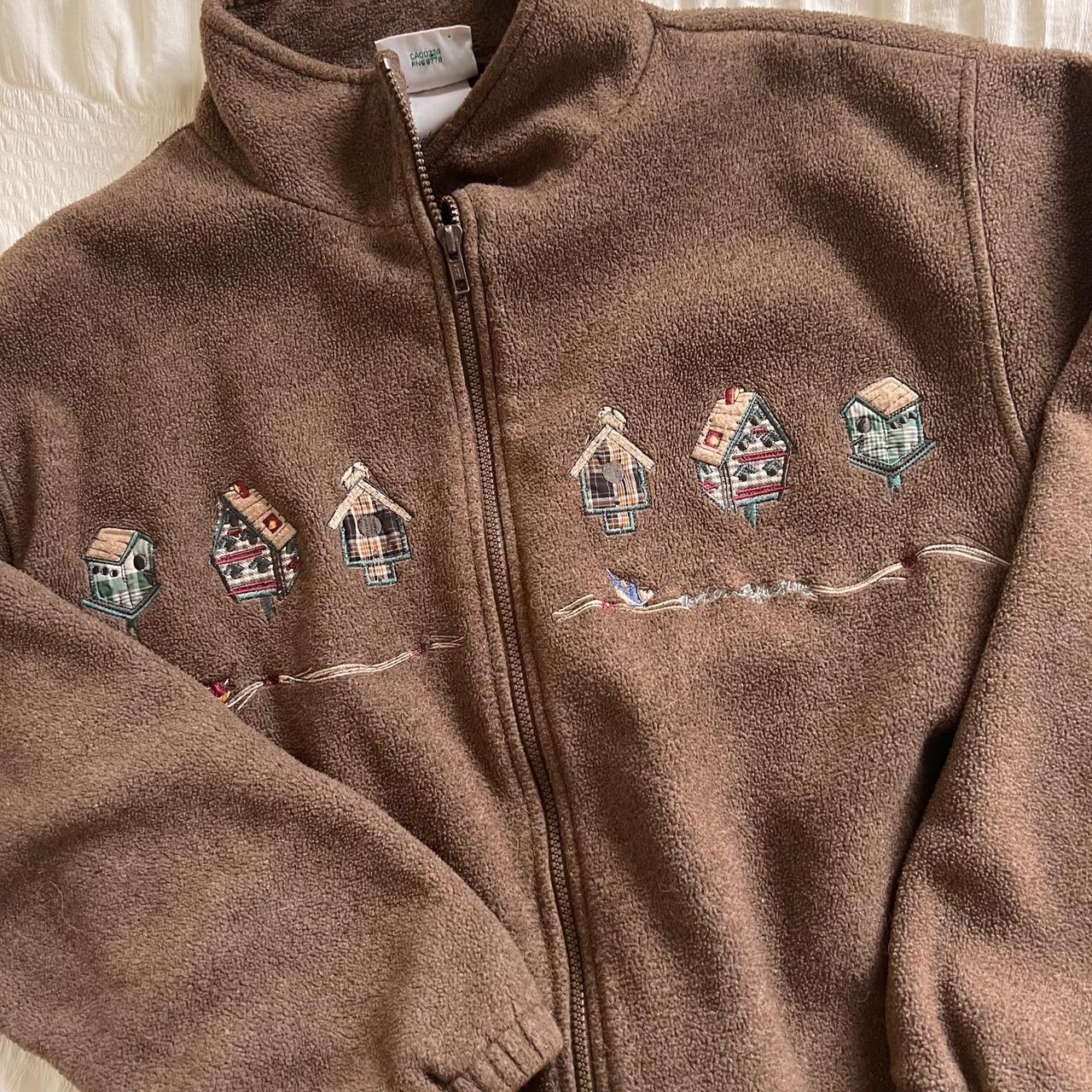 Cozy birdhouse fleece sweater (L)