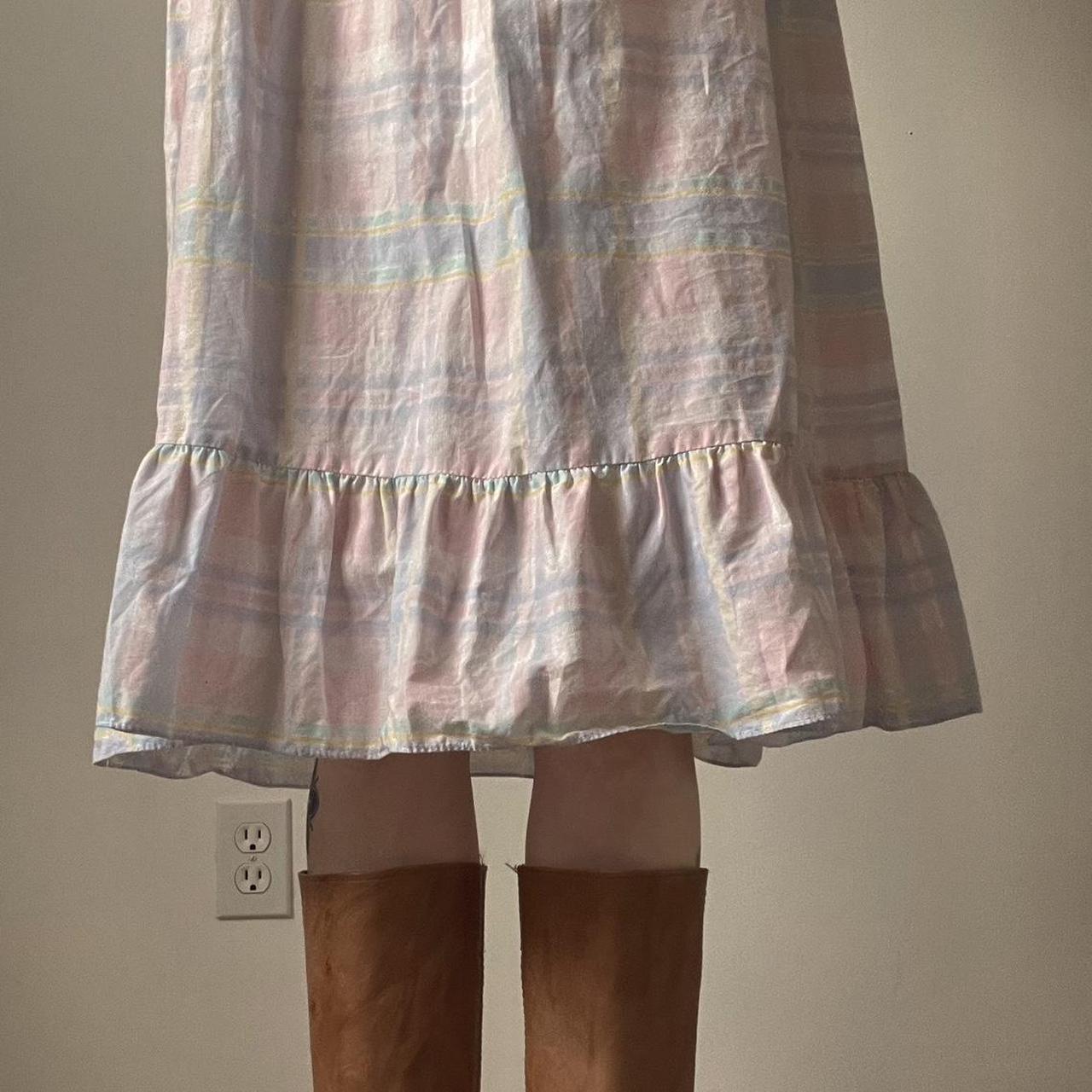 Pastel checkered ruffle nightgown (S)