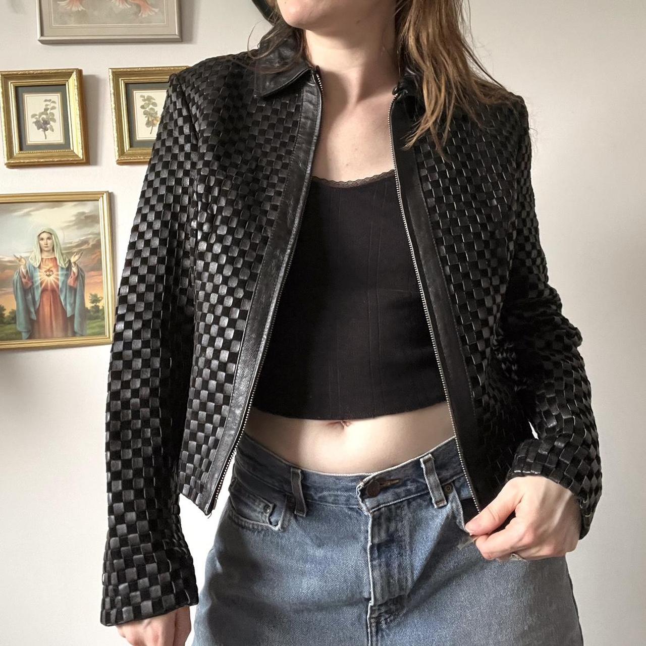 Checkered leather jacket (XS/S)