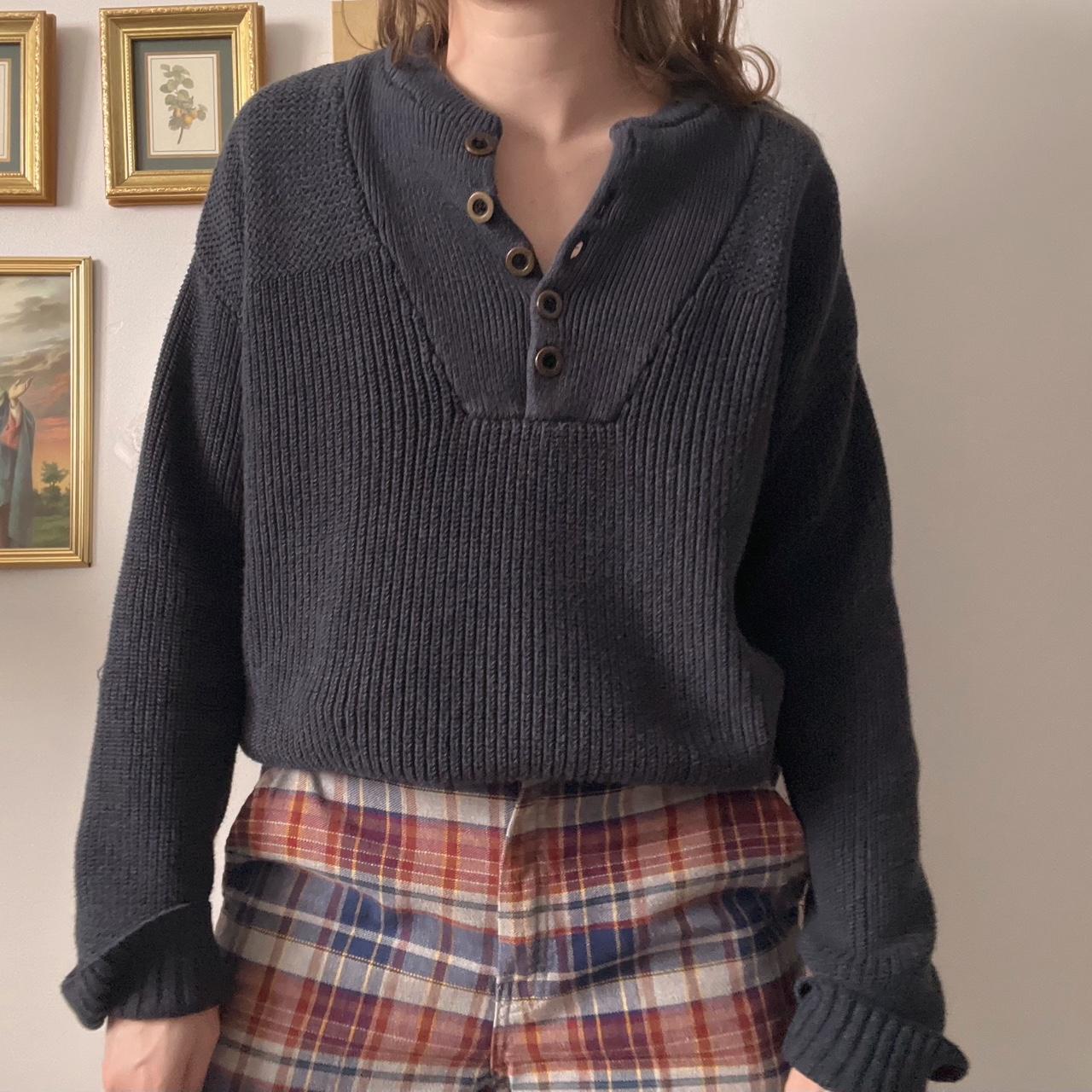 Chunky coastal navy knit sweater (M)