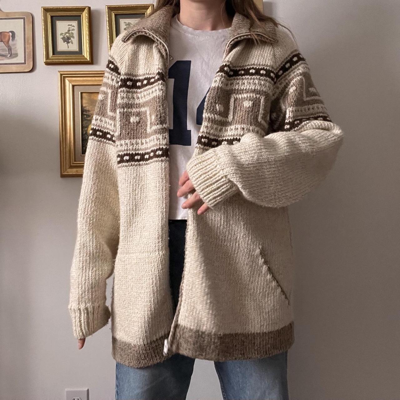 Chunky cream knit cardigan (XL)