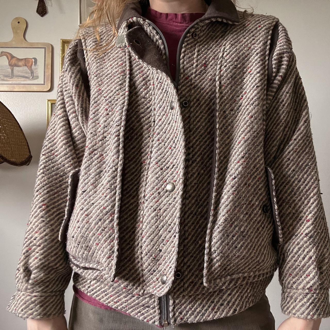 Vintage tweed wool bomber jacket (M)