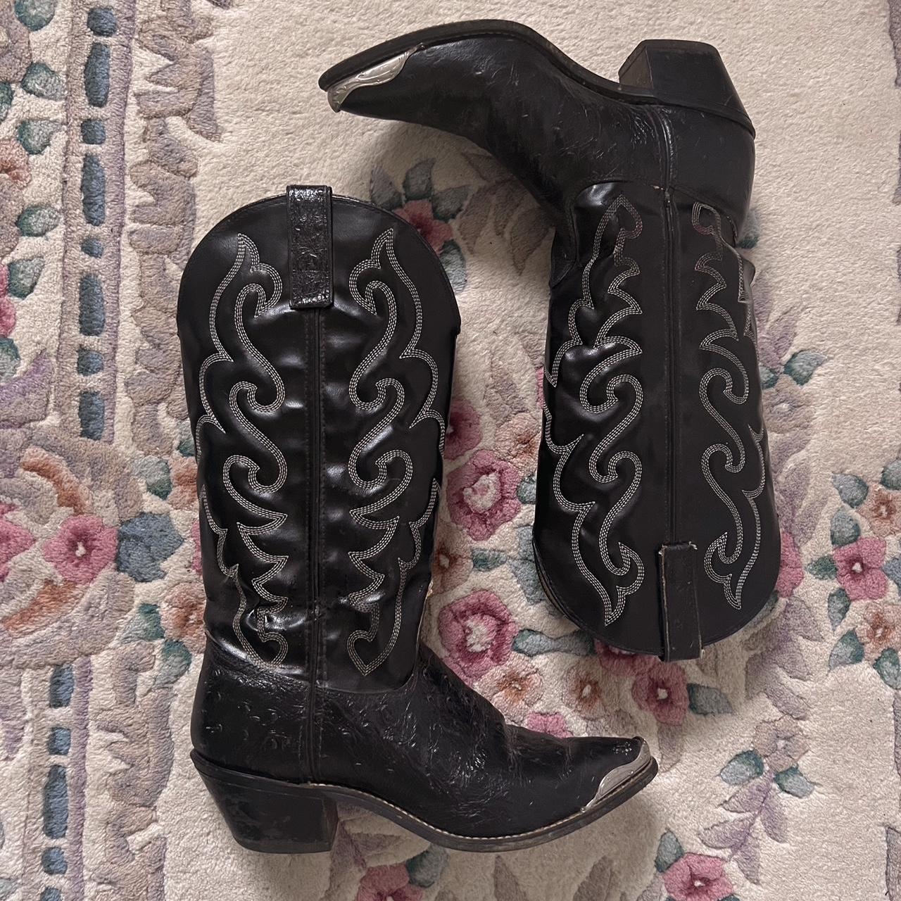 Black leather cowboy boots (8)