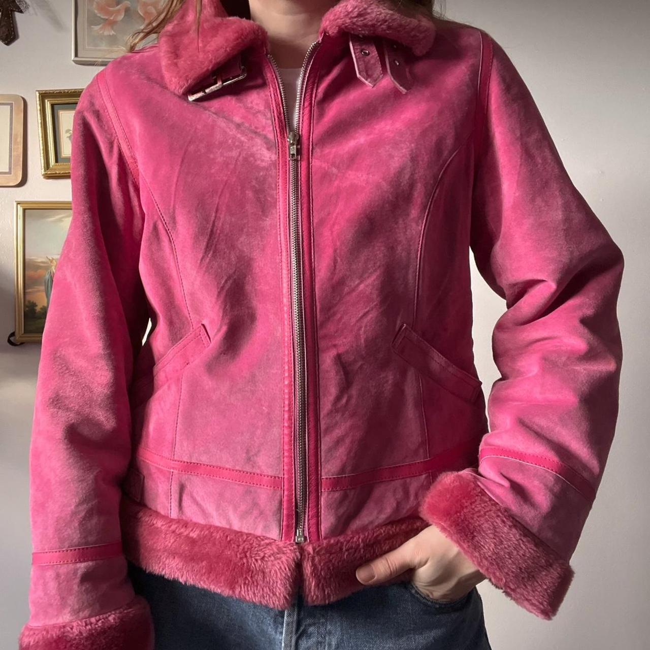 Pink suede leather jacket (M)