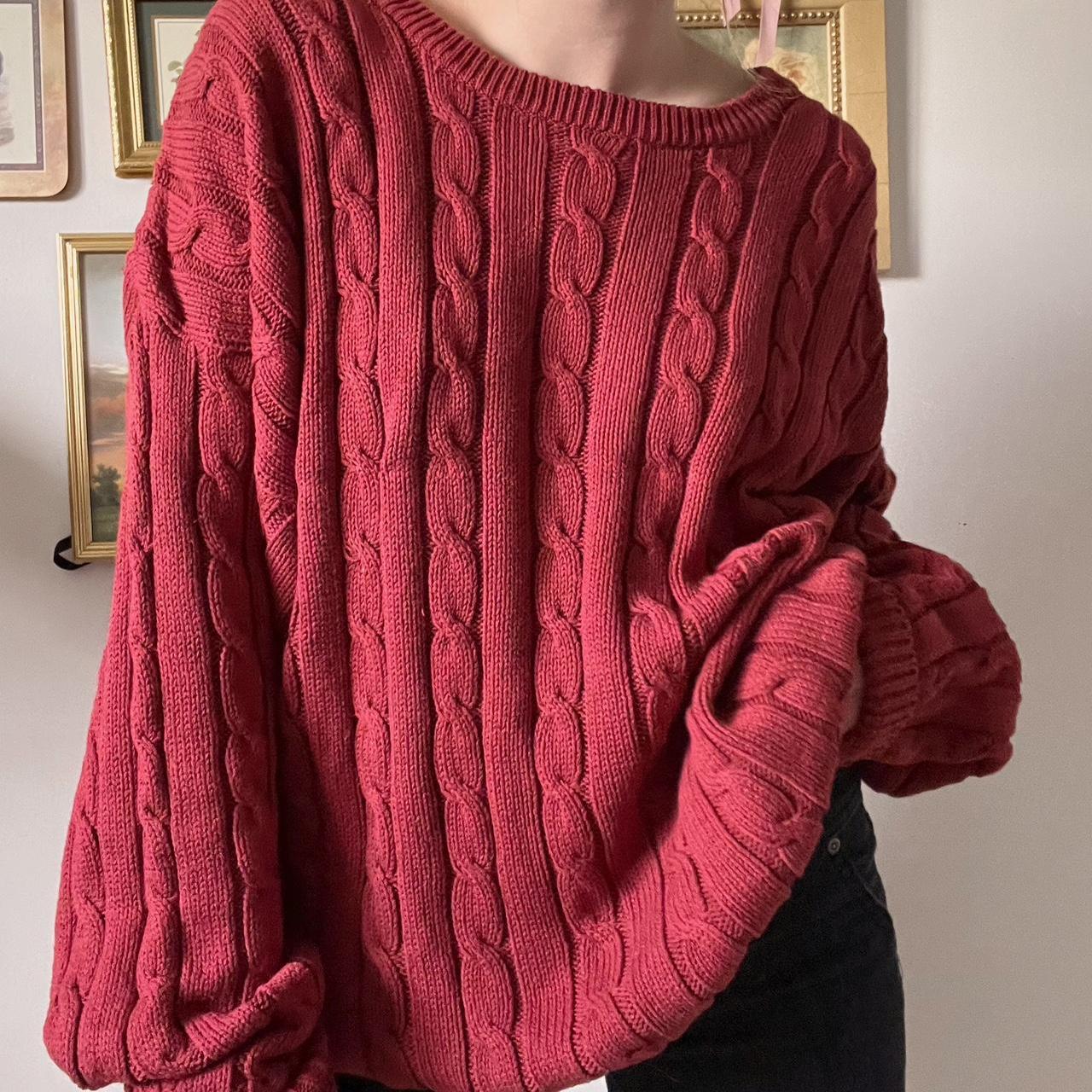 Dark red cable knit sweater (XL)