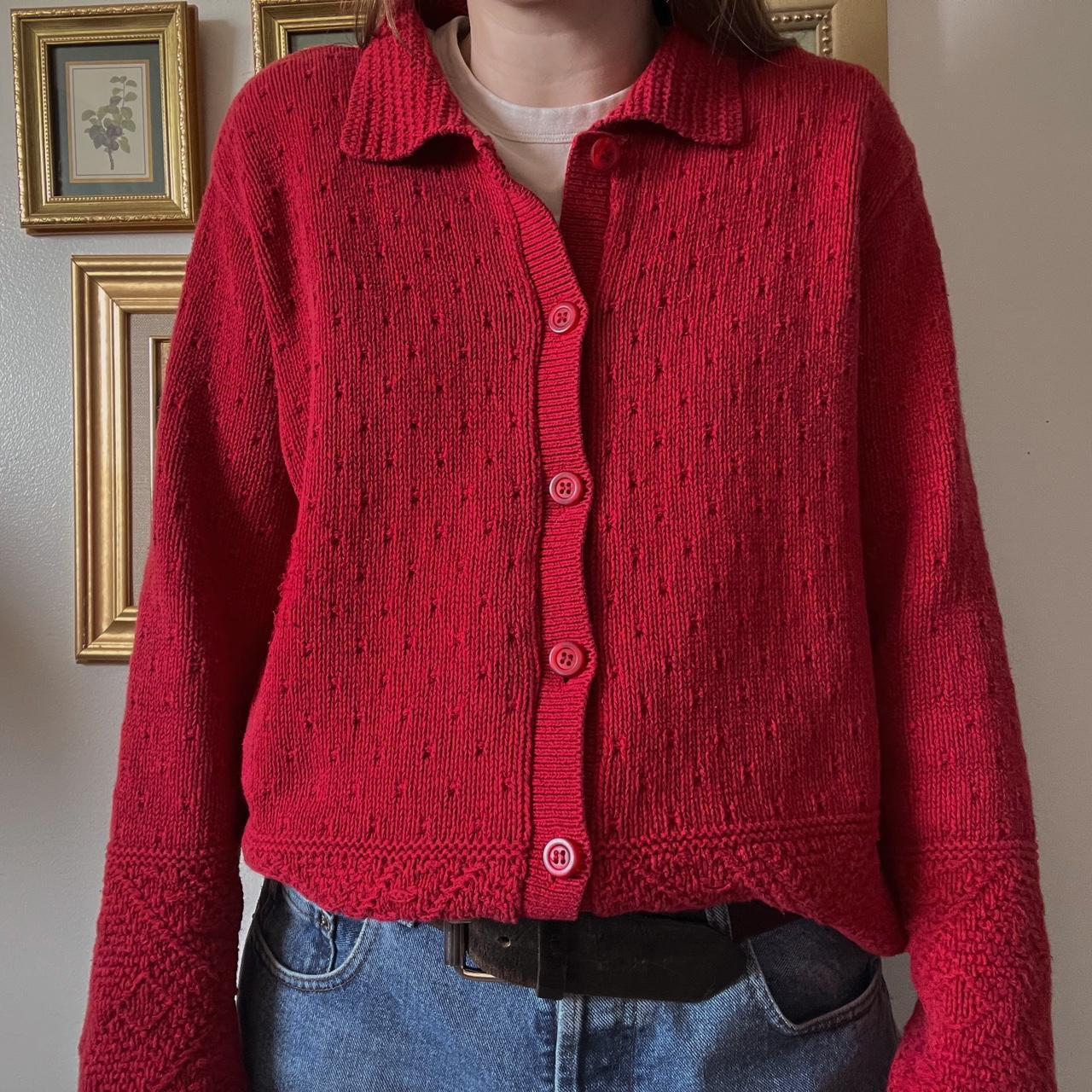 Red slouch knit cardigan (L)