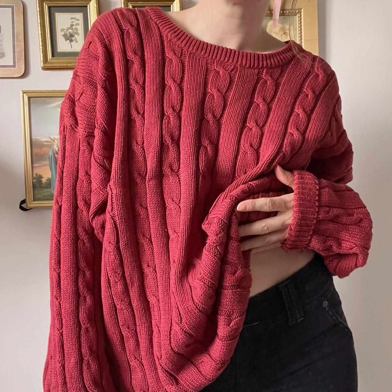 Dark red cable knit sweater (XL)