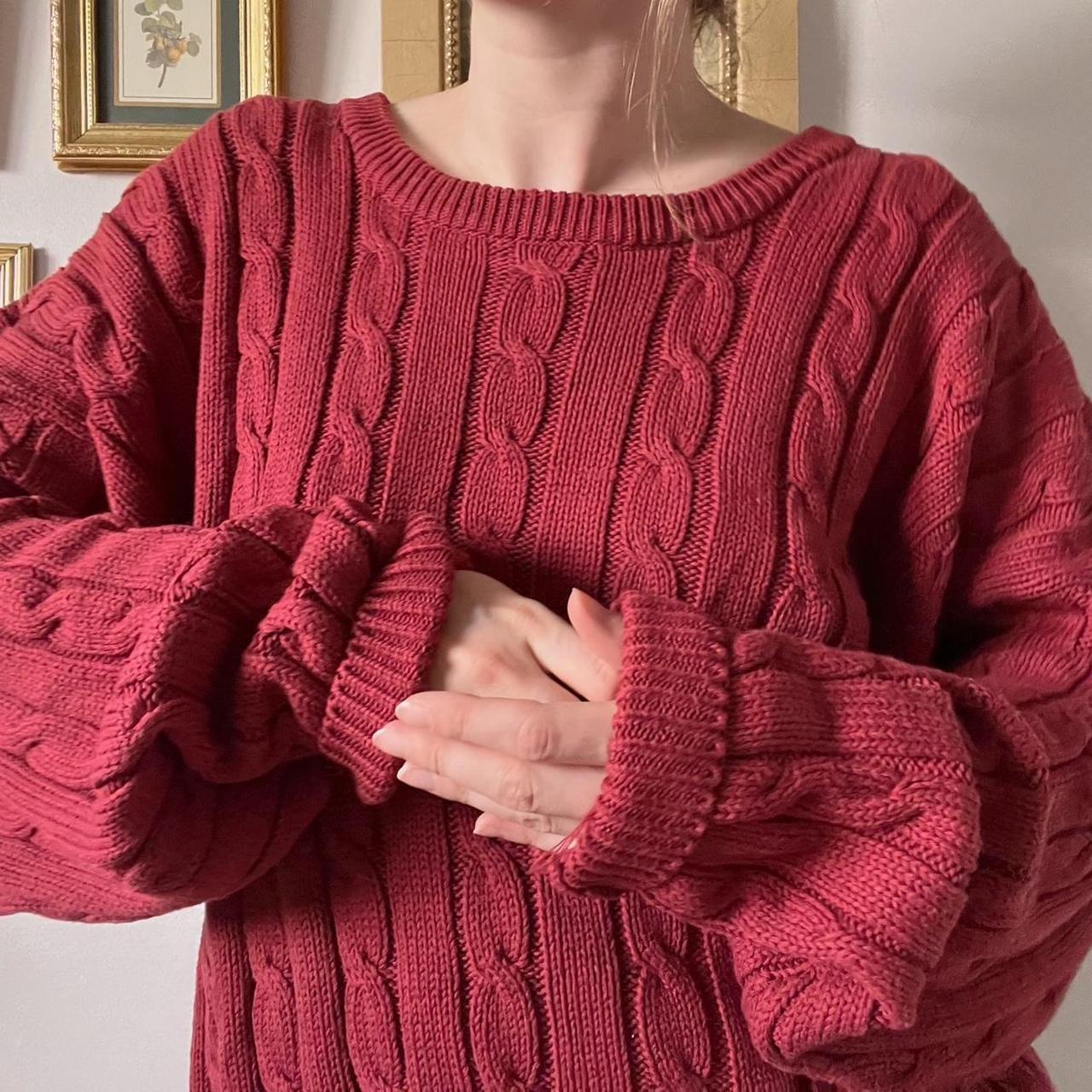 Dark red cable knit sweater (XL)