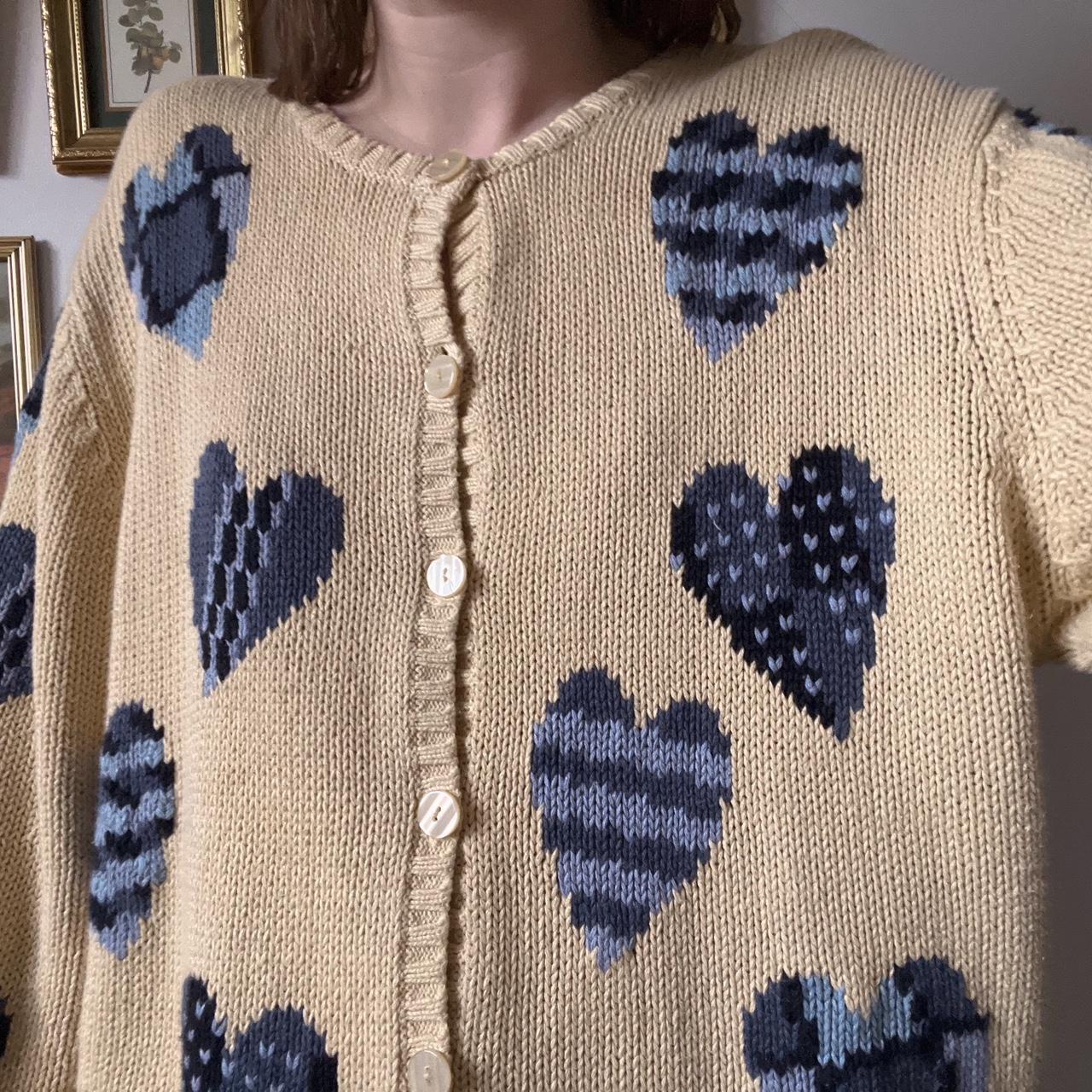 Cream knit hearts cardigan (XL)