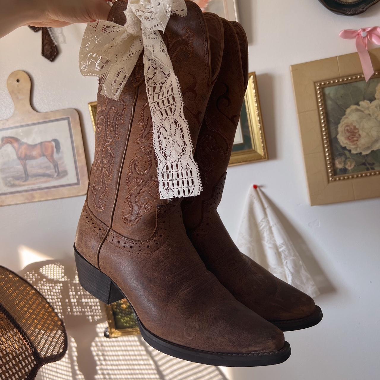 Brown leather cowboy boots (7)