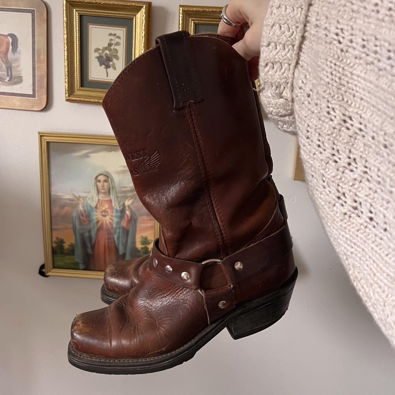 Slouchy brown harness boots (6.5)