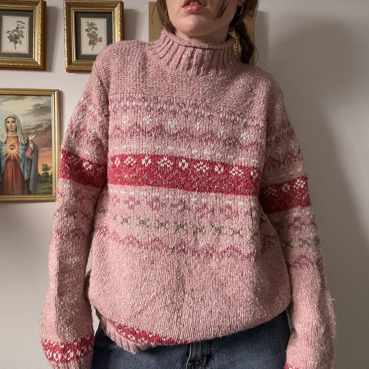 Pink cottage knit sweater (L)