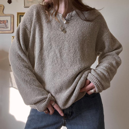 Vintage oatmeal knit sweater (XL)