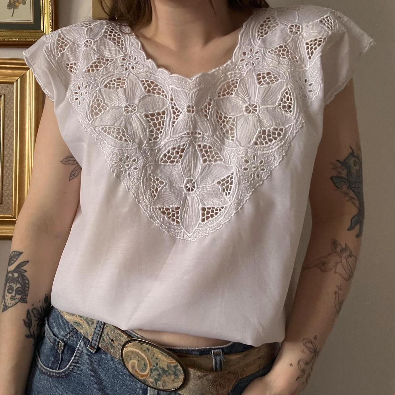 Vintage flora crochet top (L)