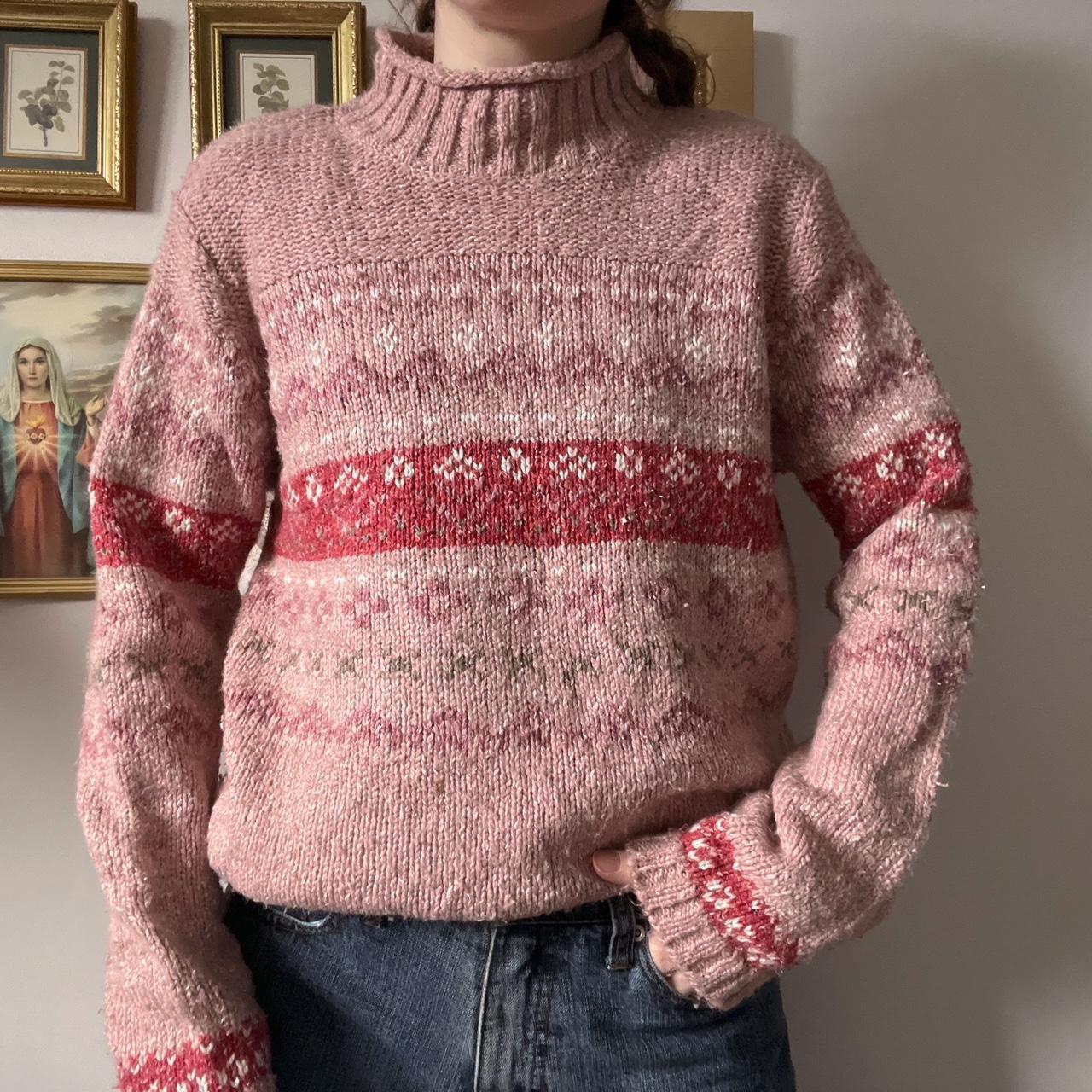 Pink cottage knit sweater (L)